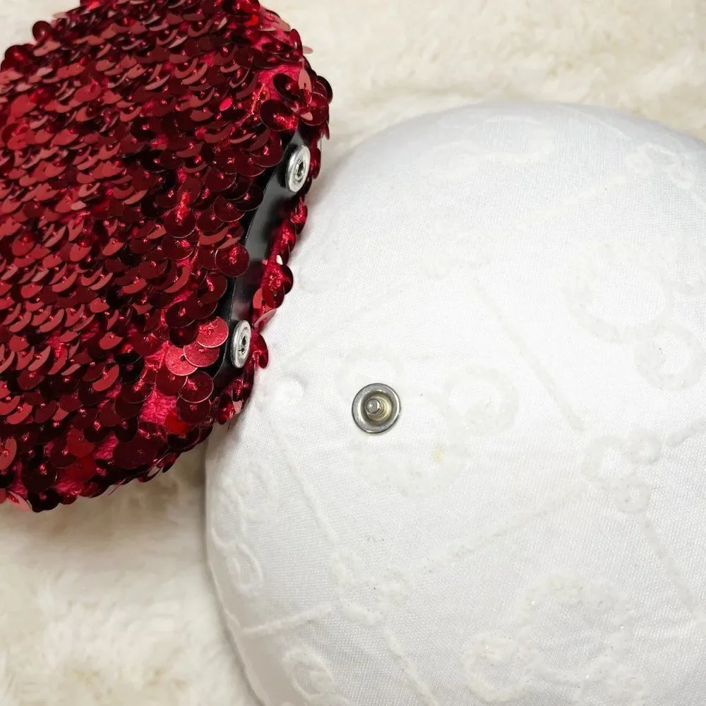 Disney White Hat With Red Sequin Snap On Mickey‎ Ears